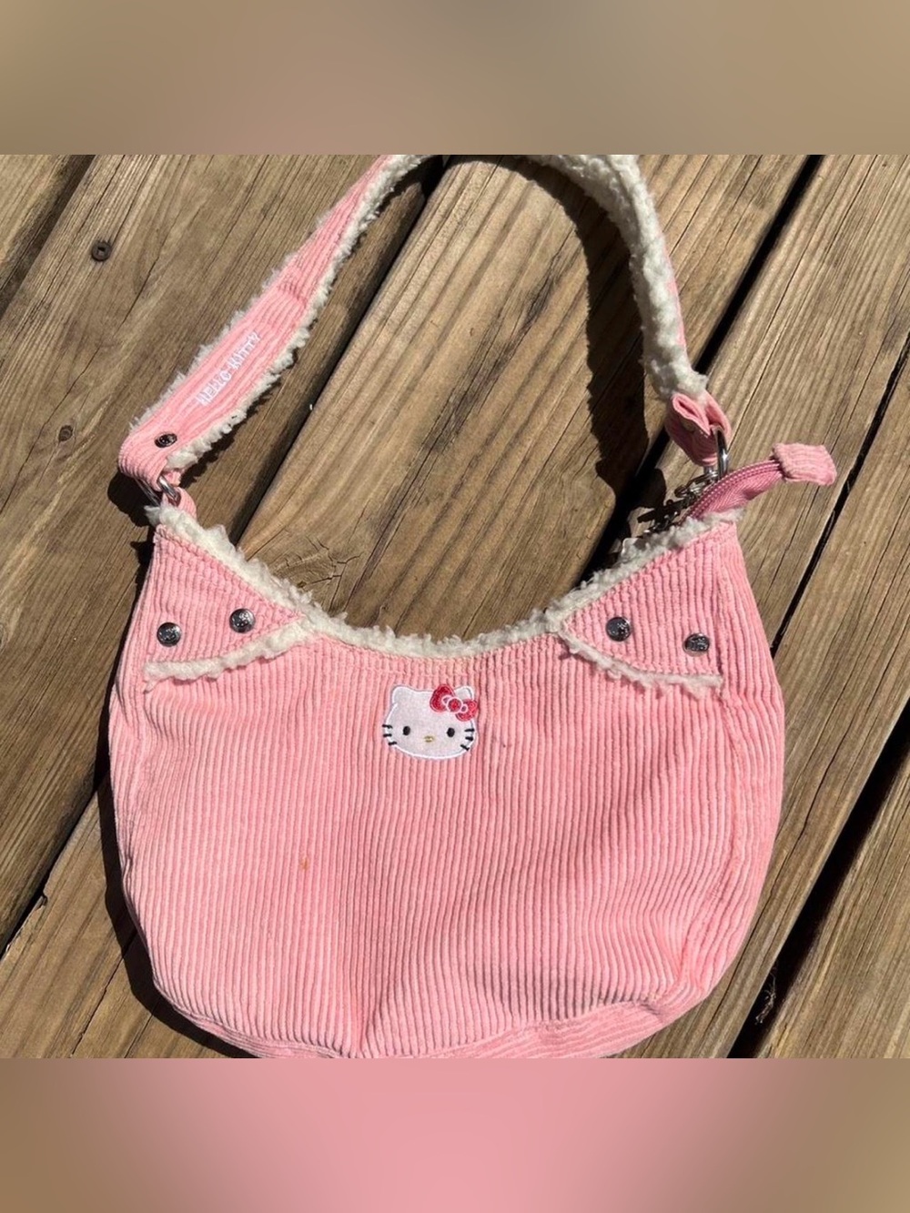 Hello Kitty Sanrio Co. Corduroy Handbag  Purse Bag Handbag Vintage 2006